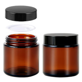 Frasco 11 Hoa Kinh ámbar 4 oz con tapa negra, protección UV para cosméticos