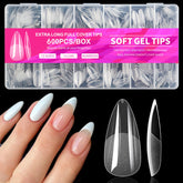 AddFavor puntas de uñas almendra transparentes, ideales para extensiones claras.