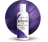 Adore color de pelo 113 African Violet en botella para color vibrante y suave.