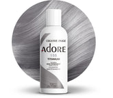Adore Color Semipermanente Titanium 155, envase, color vibrante y fácil de usar.