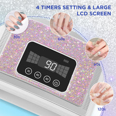 Pantalla LCD de Aedavey muestra tiempos para manicura fácil.
