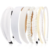 Diademas AHONEY blancas, set de 7 estilos neutros para uso diario.