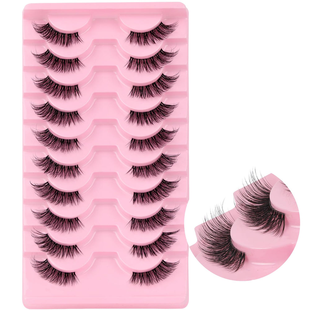 Ahrikiss Half Lashes aspecto natural 10 mm, en caja para un almacenamiento cómodo.