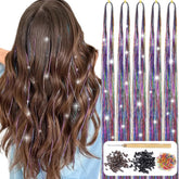 AIFIHIYI purpurina para cabello, 48 pulgadas, 1200 hilos para brillo duradero.