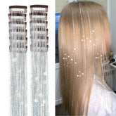 Ainitops mechones de purpurina plateados con clip, brillo duradero para fiestas.