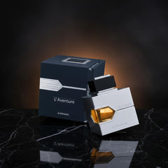 Al Haramain L'aventure: empaque y etiqueta para identificar el aroma con claridad.