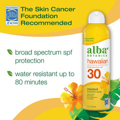 Alba Botanica protector solar en aerosol para rostro y cuerpo: bruma ligera para aplicación rápida.
