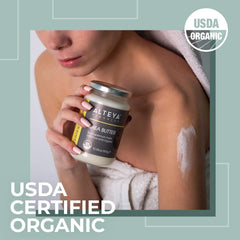 Uso corporal de la manteca de karité por Alteya Organics para piel suave y flexible.