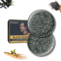 Alvalovar barra jabón negro para cabello, oscurece canas suavemente y añade brillo