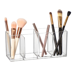La marca Amazing Abby Glamour organiza maquillaje y brochas con este organizador acrílico de 4 compartimentos.