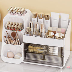 Anylady organizador de maquillaje con cajones grande blanco, ideal para ordenar productos diarios.