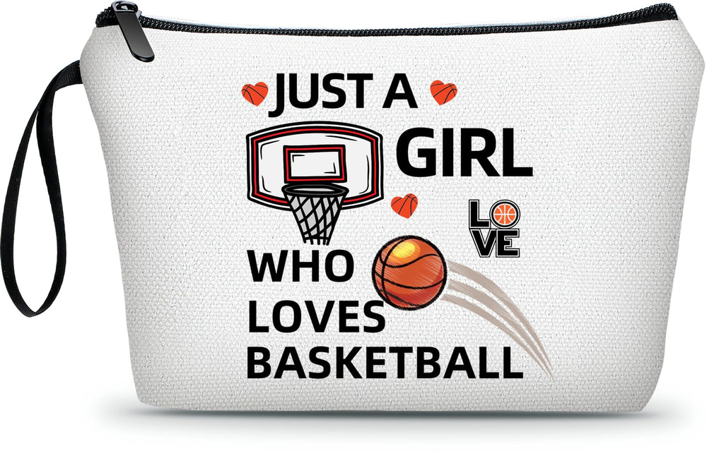 Bolso de maquillaje ARIOSEY con tema basquetbol, ideal para llevar en la mochila.