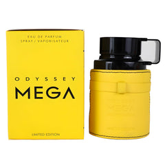 Armaf Odyssey Mega Edicion Limitada, atomizador en primer plano, aroma intenso para ocasiones.