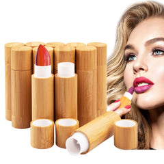 AUHOKY tubo de bambú para labial con exterior natural y sostenible