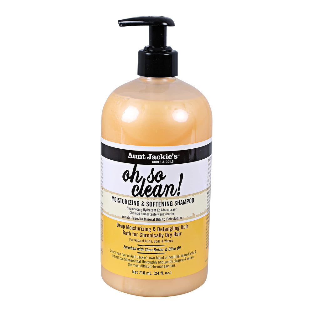 Aunt Jackie's Oh So Clean champú, botella con dispensador, hidrata y suaviza rizos naturales