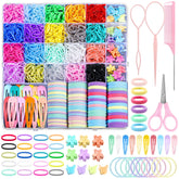 Auroray bandas elásticas del pelo en caja organizadora para peinados rápidos.