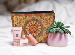 Ayxvt bolsa maquillaje lino diseño doble cara, duradera y práctica.