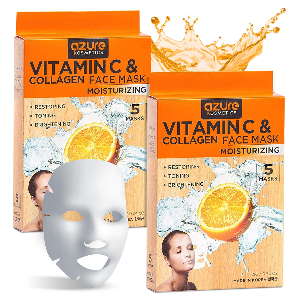 Azure Cosmetics mascarilla facial con vitamina C y colágeno para luminosidad diaria.