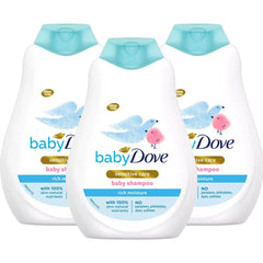 Baby Dove Rich Moisture Shampoo, paquete de 3, hidrata cabello y cuero cabelludo del bebé.