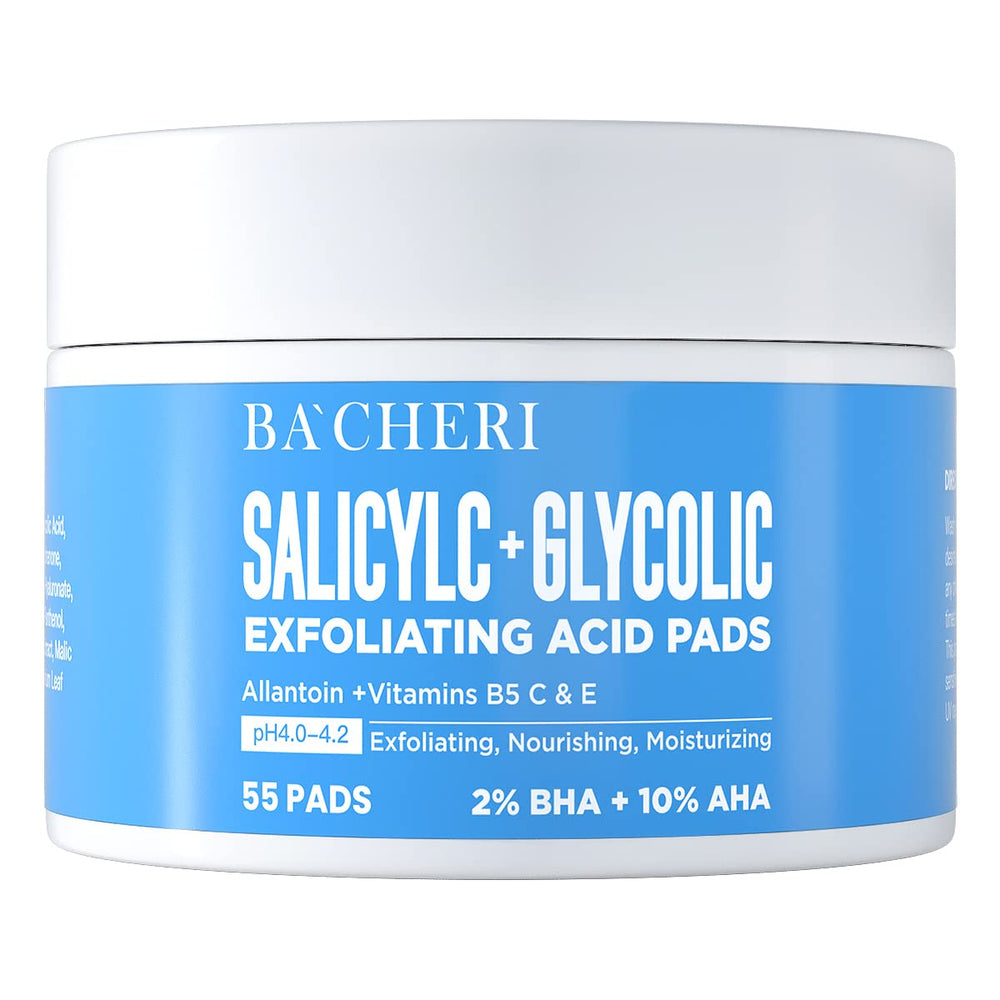 BACHERI tiras exfoliantes con ácido glicólico al 10% para piel suave.