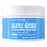 BACHERI tiras exfoliantes con ácido glicólico al 10% para piel suave.