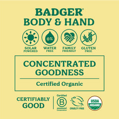 Badger crema para manos: lata metálica reciclada y sostenible.