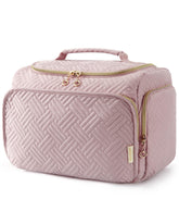 BAGSMART bolsa de higiene de viaje rosa con apertura amplia para acceso rápido