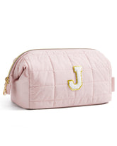 BAGSMART bolso de maquillaje inicial personalizado en rosa, perfecto como regalo único.