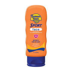 Banana Boat Sport Face SPF50: aplicación limpia en la piel para todos los tonos.