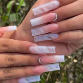 Uñas postizas BAOYAALIN ombre rosa blanco para bodas y eventos.