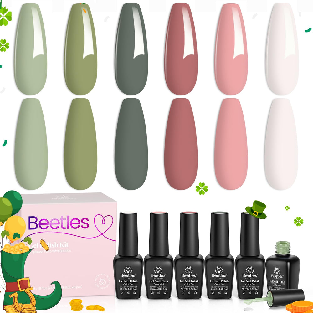 Beetles Gel Polish set seis colores con brillo intenso para uñas.