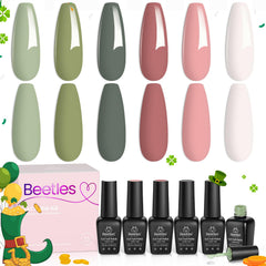 Beetles Gel Polish set seis colores con brillo intenso para uñas.