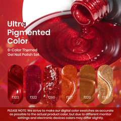 beetles gel polish glitter rojo-naranja-dorado, ideal para manicuras duraderas.