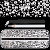 Belleboost perlas plana media plateadas para uñas con brillo duradero.