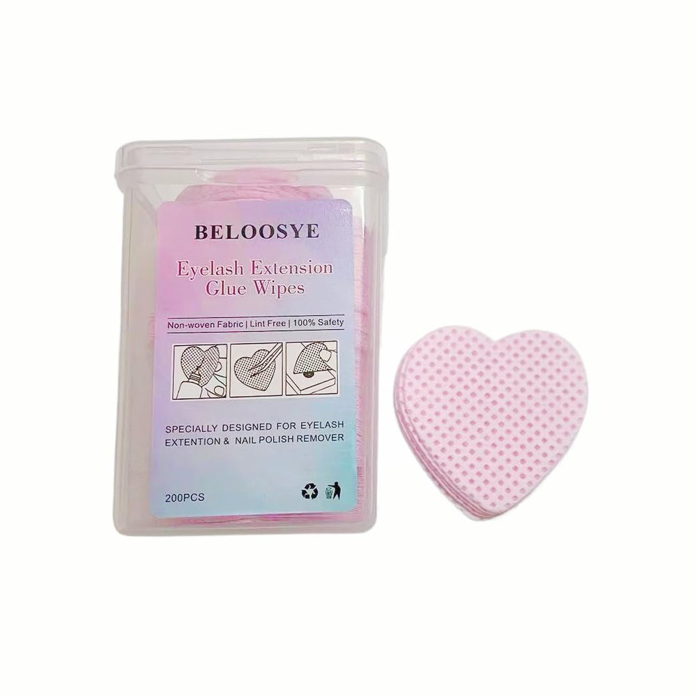 BELOOSYE toallitas sin pelusa para pegamento de extensiones, absorbentes e higiénicas para uso profesional.