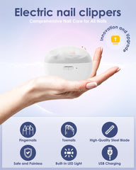 Betrysota cortauñas eléctrico, pulido suave para uñas limpias y brillantes tras cada uso.