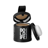 Boldify Hairline Powder en bote para cobertura de canas en la línea del cabello, efecto natural.