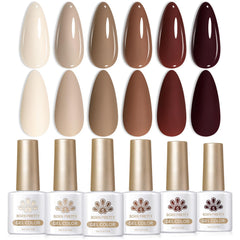 Born Pretty gel nude marrón en estuche, ideal para manicuras caseras duraderas.
