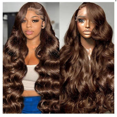 BOSTK peluca frontal de encaje 13x6 chocolate marrón para look natural