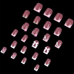 BSBTBZ uñas presión 24 piezas con flor, diseño elegante para ocasiones