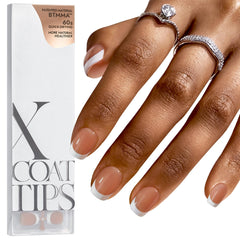 BTArtboxnails XCOATTIPS marrón extra corto, punta francesa preaplicada para uñas naturales