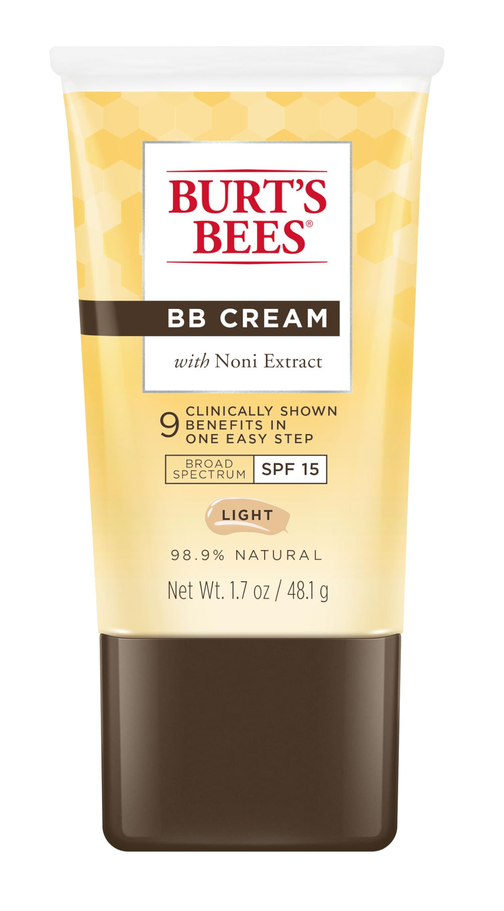 Burt's Bees Crema BB con SPF 15 en tubo, hidratación ligera para el rostro.