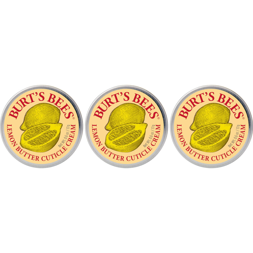 Burts Bees crema de cutículas limón en lata mini para uso rápido.
