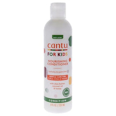 Etiqueta frontal del acondicionador nutritivo para niños Cantu destacando ingredientes clave.