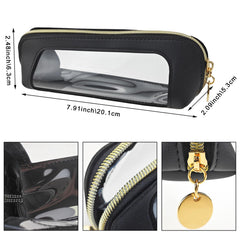 Bolso de maquillaje de cuero PU transparente de Capiant, organización rápida en viajes.