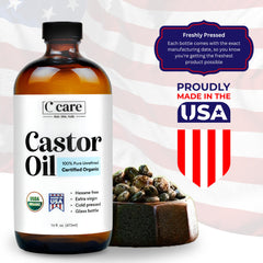 C CARE Aceite de ricino para rostro, hidratación suave y piel radiante.