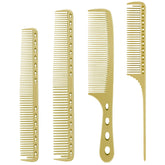 CGBARBER set de cuatro peines de aluminio dorado para cortar y peinar cualquier cabello