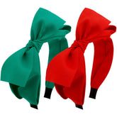 Chanaco diadema navideña rojo-verde con nudo grande para fiestas
