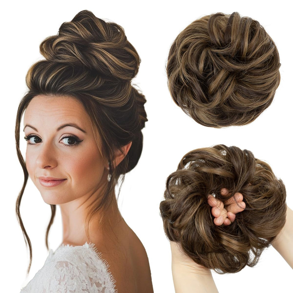 CJL HAIR gran moño desordenado rizado añade volumen y elegancia rápidamente.