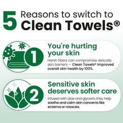Clean Skin Club Clean Towels XL desmaquillaje suave, remoción sin irritación.